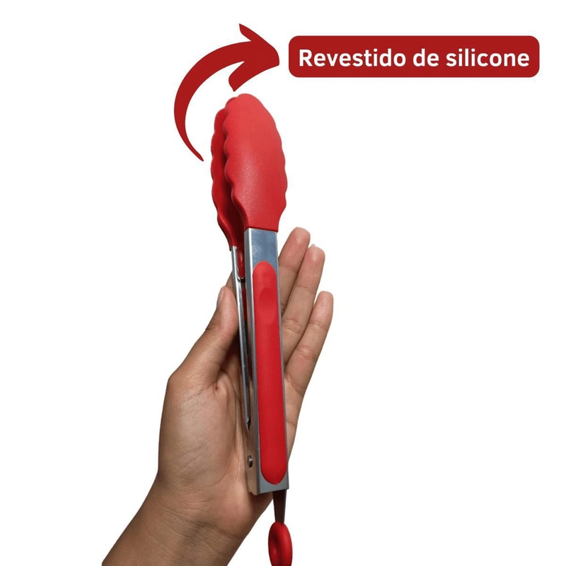 VERMELHO - Conjunto de Utensílios de Cozinha 12Pçs - Silicone e Cabo de Madeira