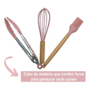 ROSA - Conjunto de Utensílios de Cozinha 12Pçs - Silicone e Cabo de Madeira