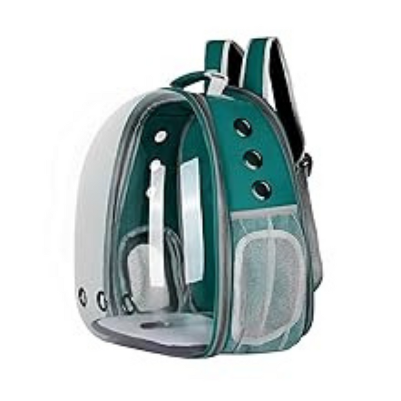 VERDE ESCURO - Mochila Pet Transporte para Cães e Gatos Visão Ampla com Entrada de Ar