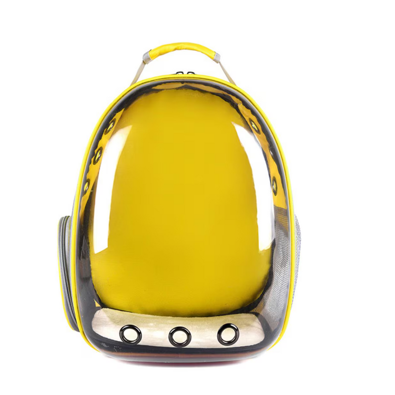 AMARELO - Mochila Pet Transporte para Cães e Gatos Visão Ampla com Entrada de Ar