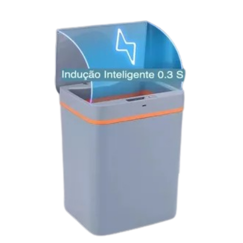 CINZA - Lixeira Automática 15L Sensor de Movimento