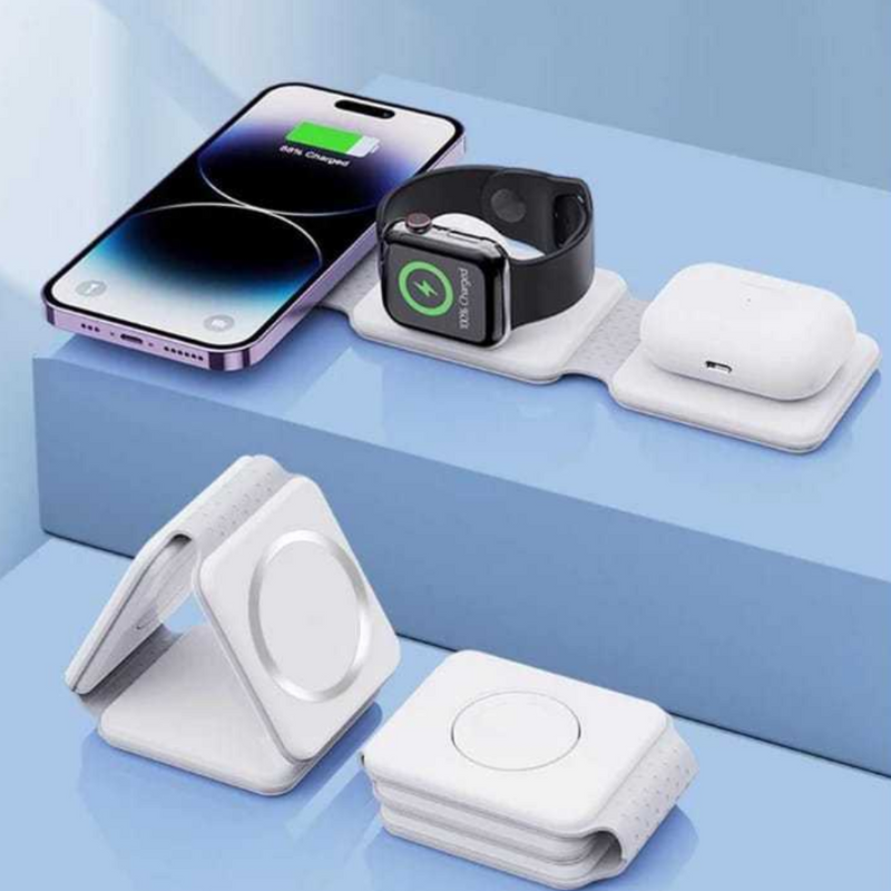 CARREGADOR PORTÁTIL DOBRÁVEL Magsafe 3 em 1- Branco