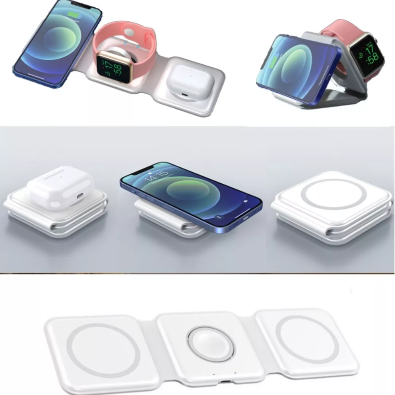 CARREGADOR PORTÁTIL DOBRÁVEL Magsafe 3 em 1- Branco