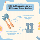 AZUL ESCURO ou CLARO - Jogo Introdução Alimentar Bebê Utensílios em Silicone Premium 8 Pçs BBL-54