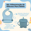 AZUL ESCURO ou CLARO - Jogo Introdução Alimentar Bebê Utensílios em Silicone Premium 8 Pçs BBL-54