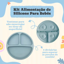AZUL ESCURO ou CLARO - Jogo Introdução Alimentar Bebê Utensílios em Silicone Premium 8 Pçs BBL-54