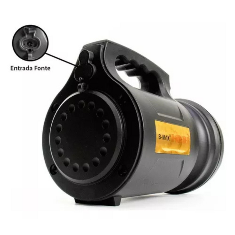 T6 LANTERNA BIVOLT - Holofote LED PRETO 30W TD-6000A Recarregável Pesca Trilha Camping - BM-6000
