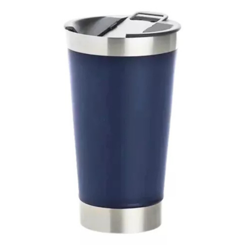 Personalizado - Copo Térmico Inox com TAMPA e ABRIDOR (473 ml) - Azul Escuro