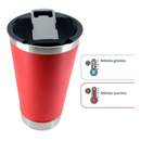 Personalizado - Copo Térmico Inox com TAMPA e ABRIDOR (473 ml) - Vermelho
