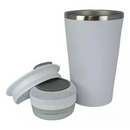 Personalizado Bluetooth - Copo Térmico Som Led e TAMPA com ABRIDOR (420 ml) - Branco