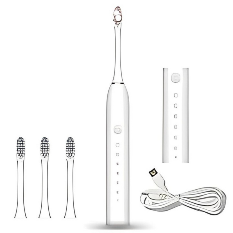 Escova Dental Elétrica Recarregável USB com 6 Modos e 4 Refil IPX7 (Cores Sortidas)