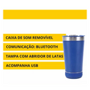Personalizado Bluetooth - Copo Térmico Som Led e TAMPA com ABRIDOR (420 ml) - Azul Marinho
