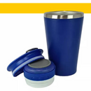 Personalizado Bluetooth - Copo Térmico Som Led e TAMPA com ABRIDOR (420 ml) - Azul Marinho