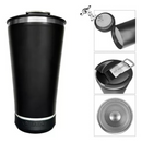 Normal Bluetooth - Copo Térmico Som Led e TAMPA com ABRIDOR (420 ml) - Preto