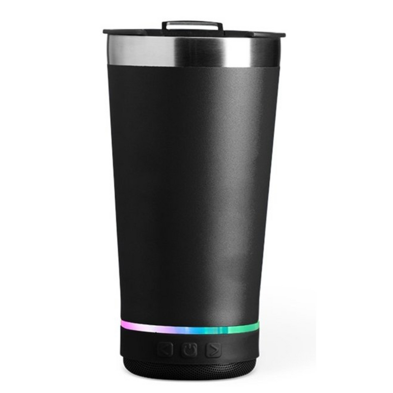 Normal Bluetooth - Copo Térmico Som Led e TAMPA com ABRIDOR (420 ml) - Preto