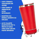Personalizado Bluetooth - Copo Térmico Som Led e TAMPA com ABRIDOR (420 ml) - Vermelho