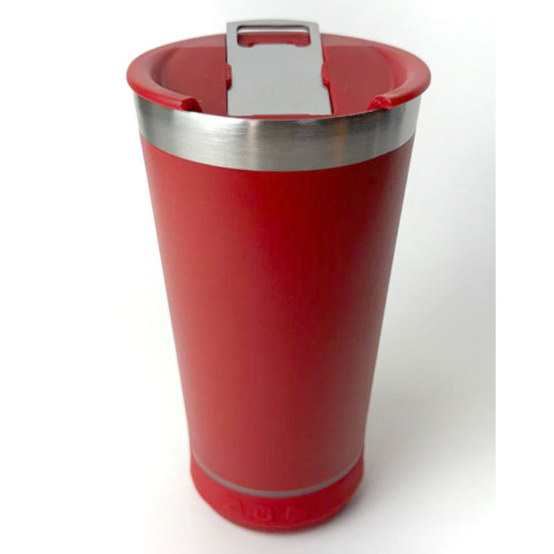 Personalizado Bluetooth - Copo Térmico Som Led e TAMPA com ABRIDOR (420 ml) - Vermelho