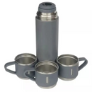 CINZA - Jogo de Garrafa Térmica 500ML + 3 Xícaras Aço Inoxidável
