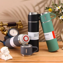 CINZA - Jogo de Garrafa Térmica 500ML + 3 Xícaras Aço Inoxidável