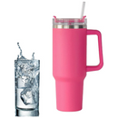 Personalizado - Copo Caneca (1200 ml) Térmica Inox com Alça e Canudo - Rosa