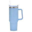 Normal - Copo Caneca (1200 ml) Inox com Alça e Canudo - Azul Bebê