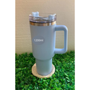 Normal - Copo Caneca (1200 ml) Inox com Alça e Canudo - Azul Bebê