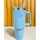 Normal - Copo Caneca (1200 ml) Inox com Alça e Canudo - Azul Bebê