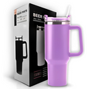 Normal - Copo Caneca (1200 ml) Inox com Alça e Canudo - Lilás