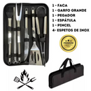 Conjunto de Churrasco 9 Peças Inox Profissional C/ Bolsa - BM-F1026