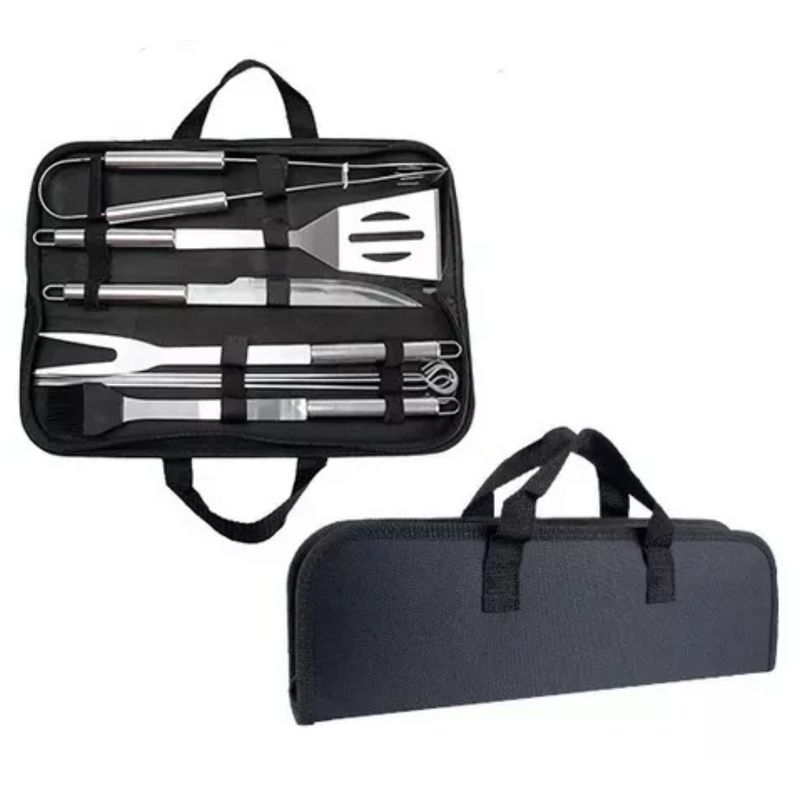 Conjunto de Churrasco 9 Peças Inox Profissional C/ Bolsa - BM-F1026