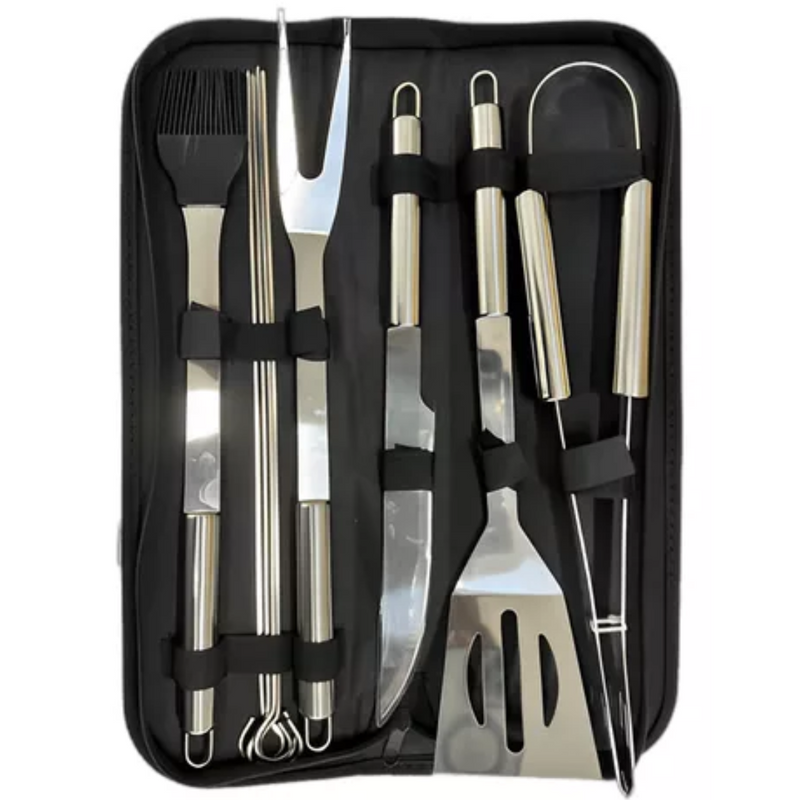 Conjunto de Churrasco 9 Peças Inox Profissional C/ Bolsa - BM-F1026