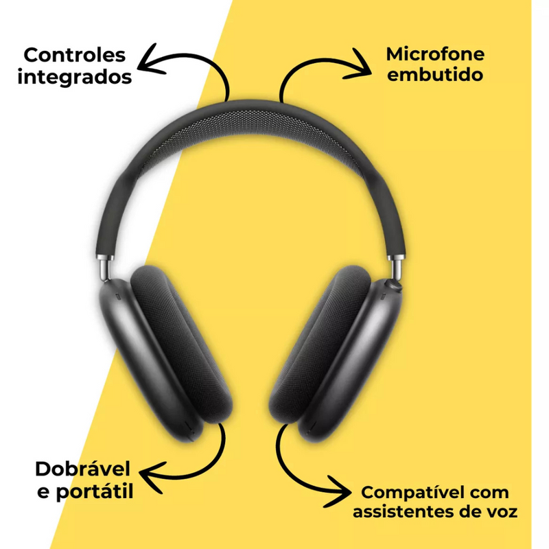 PRETO - P9- Fone De Ouvido Bluetooth Air - S/ Fio Wireless Headphone