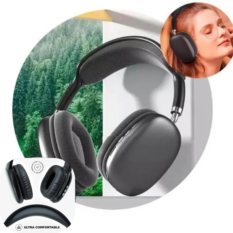 PRETO - P9- Fone De Ouvido Bluetooth Air - S/ Fio Wireless Headphone