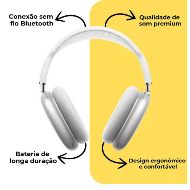 PRATA - P9- Fone De Ouvido Bluetooth Air - S/ Fio Wireless Headphone