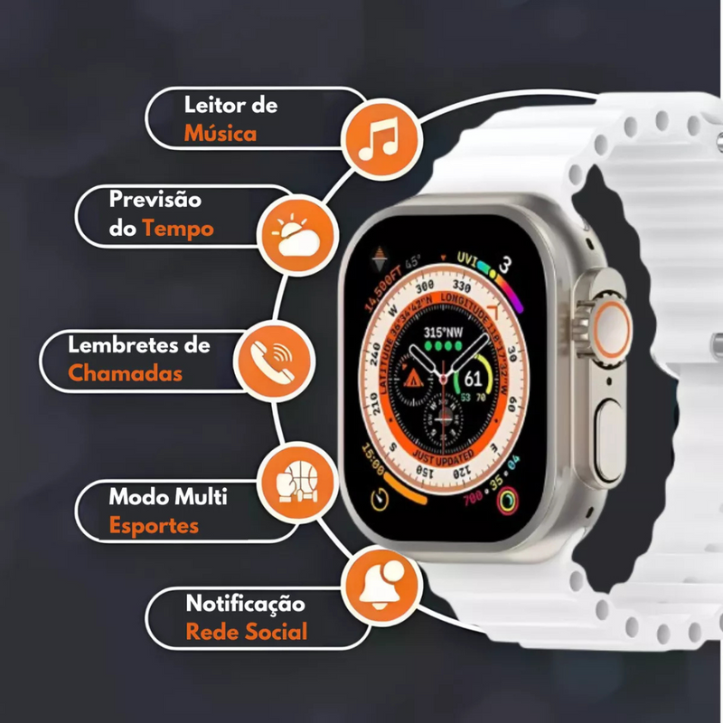 ULTRA 2 - Relógio Smartwatch Inteligente com Acessórios 40mm e 7 Pulseiras
