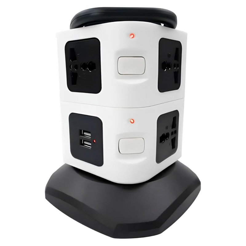 Torre de 2 ANDARES - Tomadas Elétrica com 7 Entradas Universais + 2 Portas USB