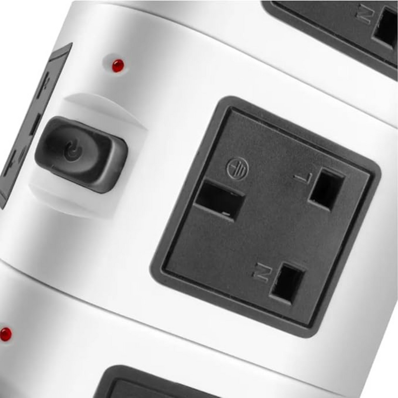 Torre de 2 ANDARES - Tomadas Elétrica com 7 Entradas Universais + 2 Portas USB