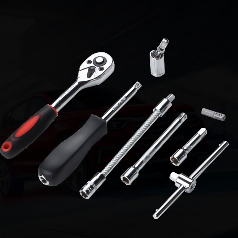 VERMELHA - Jogo de Ferramentas com 46 Peças Soquete Aço c/ Maleta uso Automotível e Doméstico