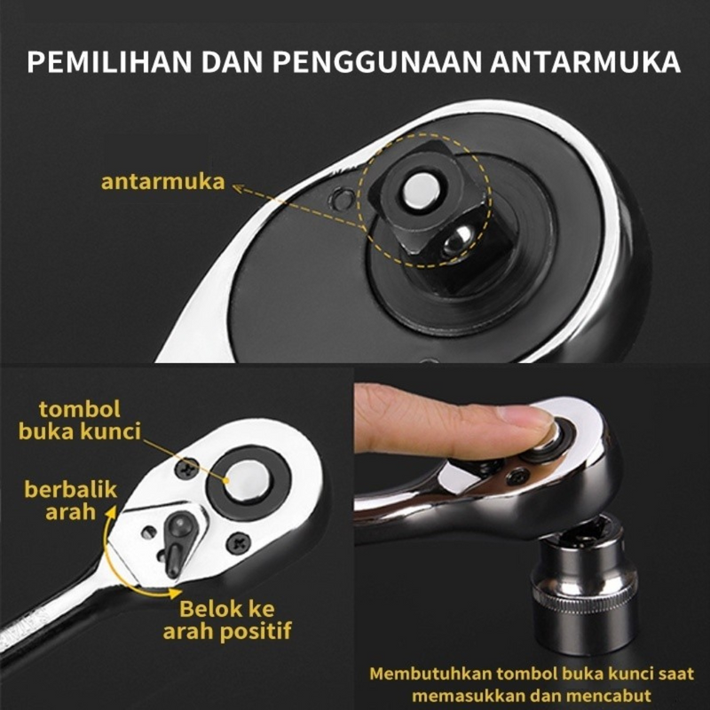 VERMELHA - Jogo de Ferramentas com 46 Peças Soquete Aço c/ Maleta uso Automotível e Doméstico