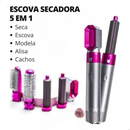 PINK/PRATA - Escova Secador de Cabelo 5 em 1 Multifuncional 110v