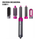 PINK/PRATA - Escova Secador de Cabelo 5 em 1 Multifuncional 110v