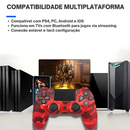 VERMELHO CAMUFLADO - Controle Sem Fio PS4 Bluetooth Joystick Gamer Recarregável