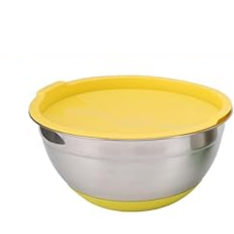 AMARELA - Bowl Saladeira Aço Inox C/tampa Silicone (PEQUENA)