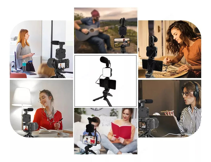 SUPORTE TRIPÉ COM LED -  Bastão de Selfie Conjunto de Gravação - BM-244