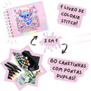 Kit Livro Colorir LIL. STI. (Rosa) + 60 Canetas