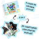Kit Livro Colorir LIL. STI. (Azul) + 24 Canetas
