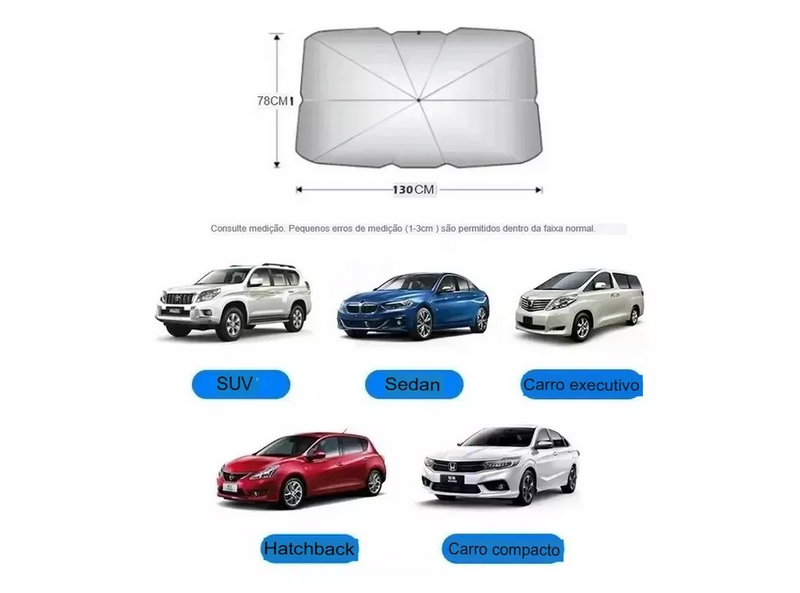 Protetor Solar Carro Parabrisa Repele Calor Protege Interior - BM-F1106