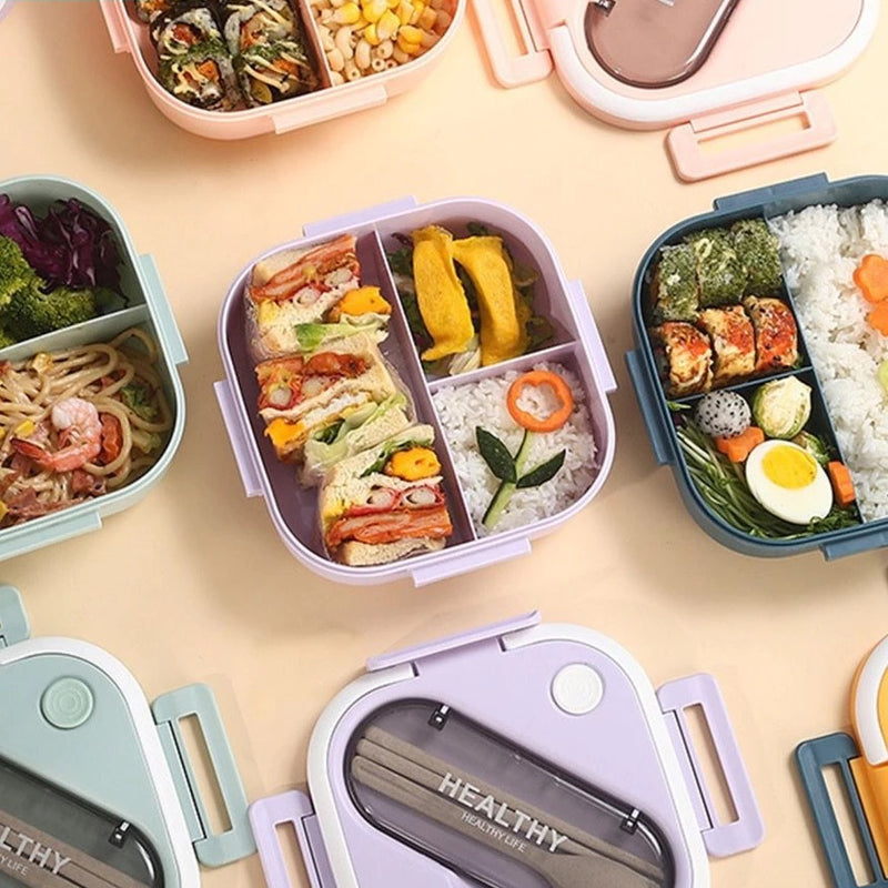 AMARELO e AZUL - Marmita Hermética com Alça e Talheres 0061