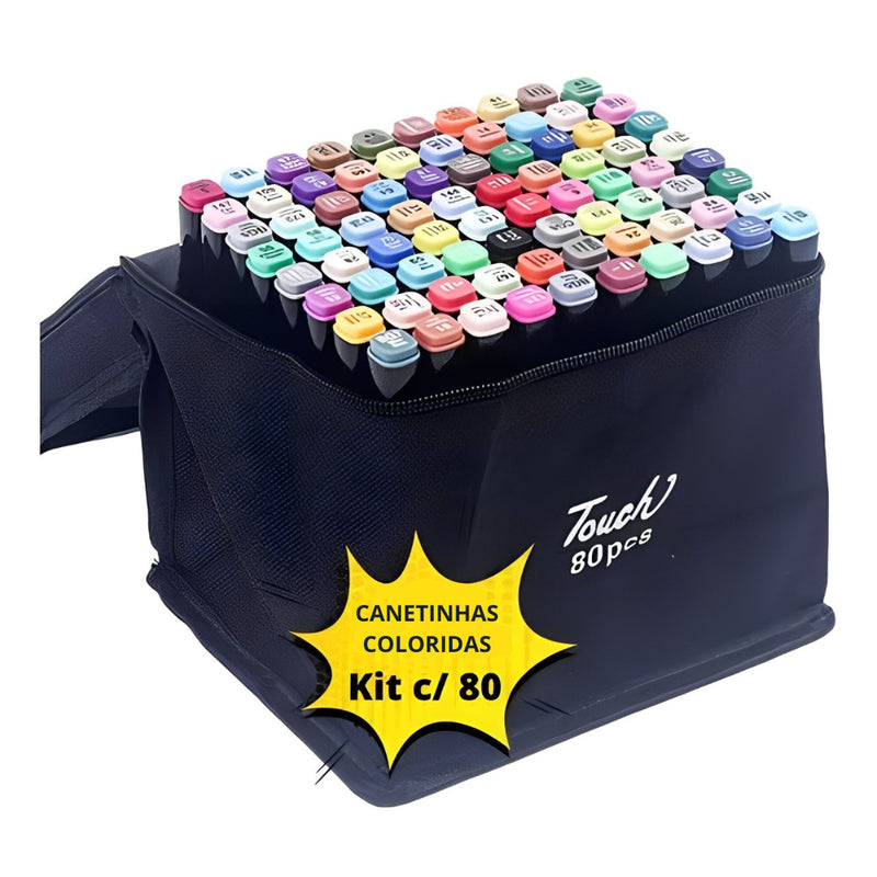 Kit Livro Colorir URSO BOB (Azul) + 80 Canetas 