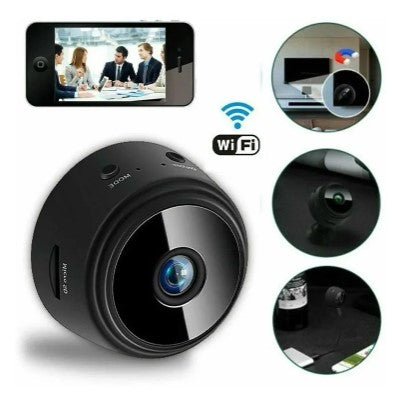 Mini Câmera de Segurança Fixa Espiã A9 Wi-Fi FullHD 90° com Suporte de Parede